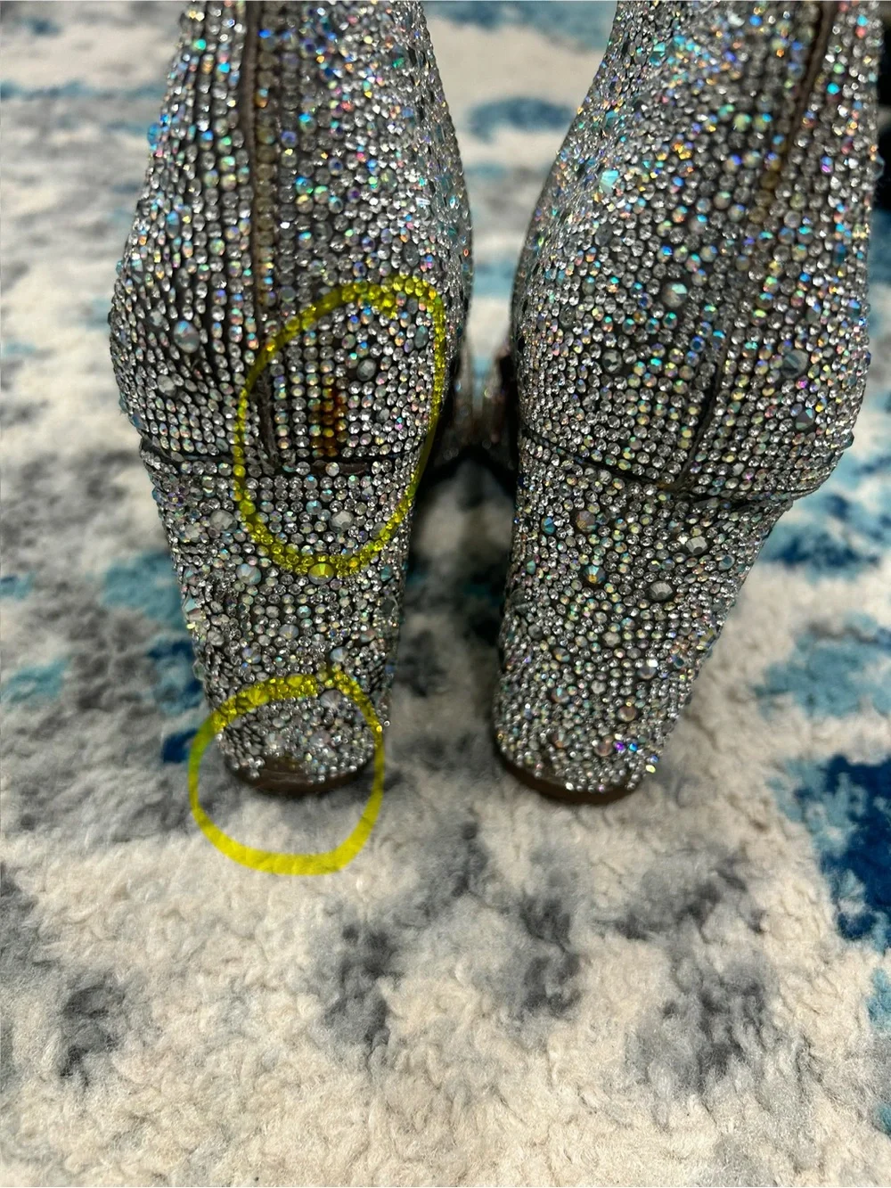 Betsey Johnson Silver Crystal Embellished Ankle Boots